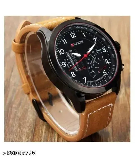 Attractive Analog Watches with Leather Belt for Mens & Boys Trending Men’s watch New Collection Curren Festive Season Special Black Round Shapped Dial Brown Leather Strap Party Wedding Casual Watch Formal Watch Sport Watch Fashion Wrist Watch For Curren