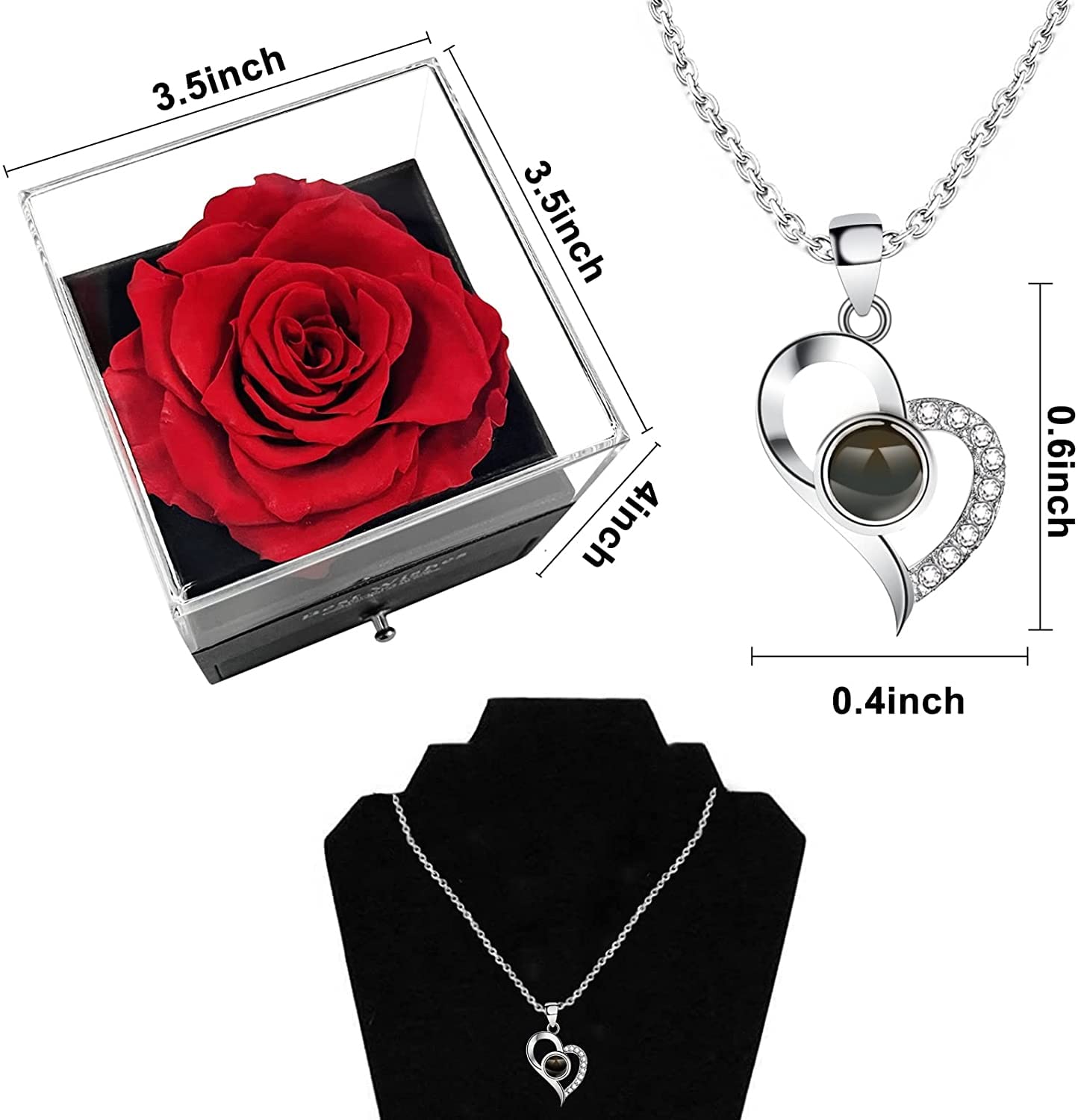 Trending Dunia Gifts For Girlfriend,Wife,Love-Marriage Anniversary Gift For Wife Preserved Rose Flower With Heart Necklace-Valentine Gift For Girlfriend/ Cute Birthday Gift For Wife Special Love,Adult