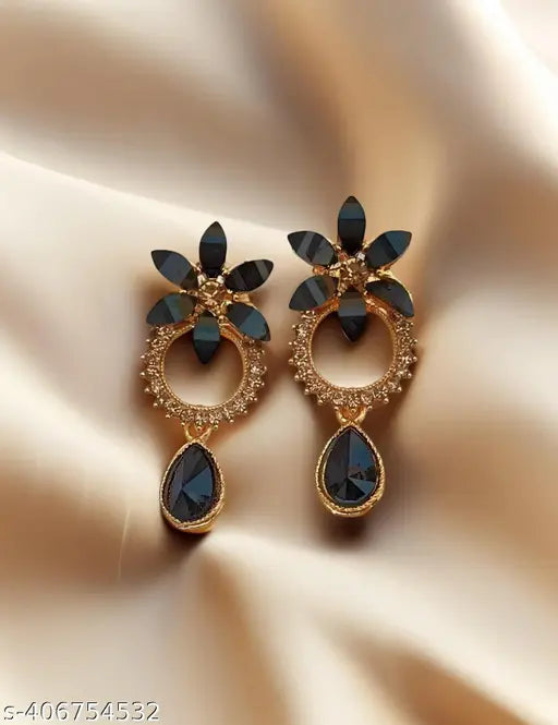 trendyjwellery Black color flower new  designer earrings and studs for any reception