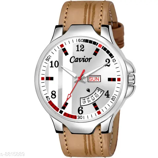 CAVIOR Mens Silver Day and Date Watch