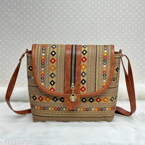 NEW STYLISH WOMEN IKKAT SLING BAG  WITH BEAUTIFUL DESIGN OF THE LADIIO BAGS