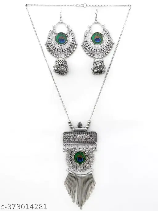 Tilli peacock necklace with earrings