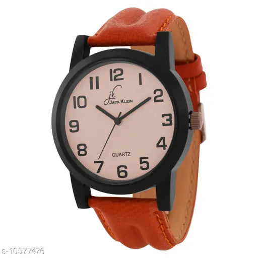 Round Dial Brown Strap Analog Wrist Watch