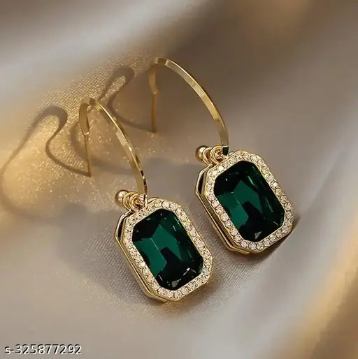 SHASHI Green Crystal Diamond Trendy Earrings For Women Girls Korean western Stylish fancy light weight designer shiny party casual fashion earring