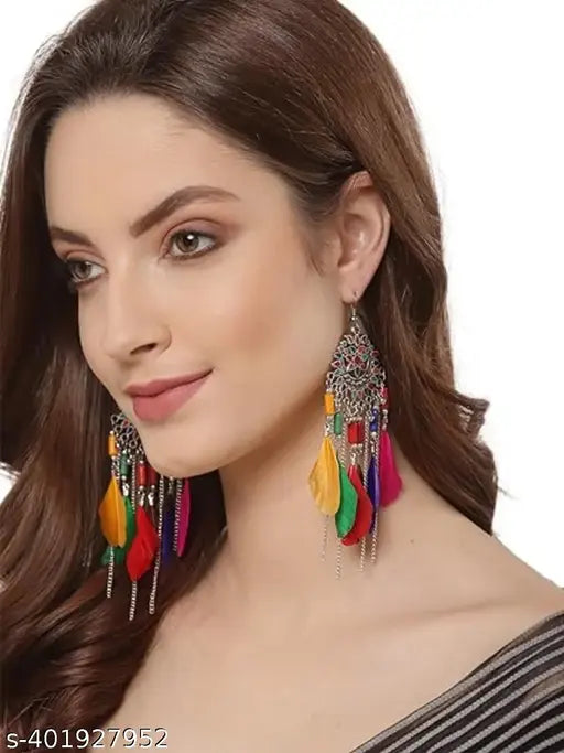 Latest Stylish Oxidised Feather Earrings for Women and Girls Oxidised Earring for Women and Girls , Stylish, Trendy Exclusive Collection , 100 % Skin Friendly Product for Earring