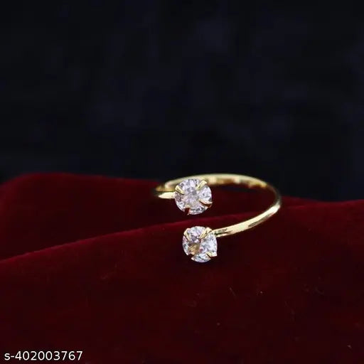 Gold Plated Cz Adjustable Ring For Girl & Women