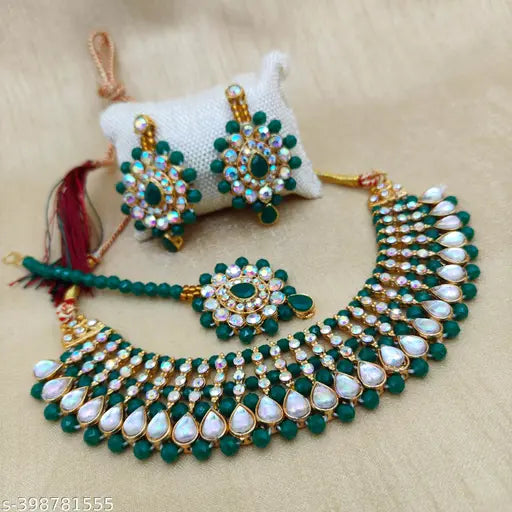 Best fancy Green  Colour Necklace  Crystal Moti and American dimond