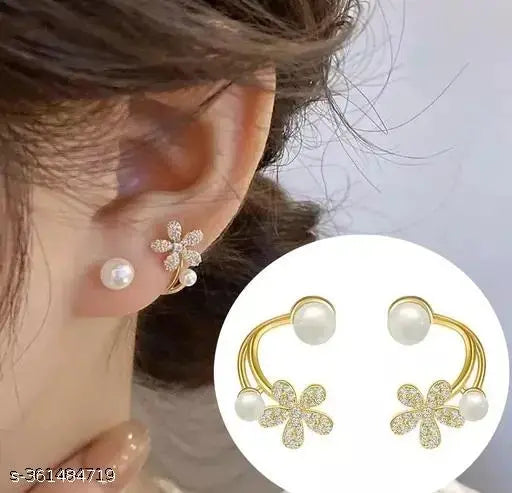 Stylish Pearl Earrings | Korean Earrings | Gold Stud Earrings | For Women & Girls