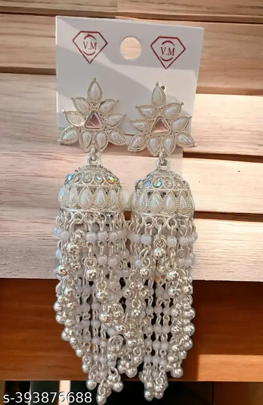 Traditional jewellery Latest & Stylish White Silver Jhumka/Jhumki Earing's for Girls and Women's